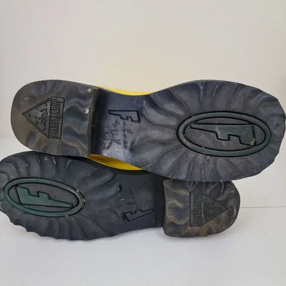 John Fluevog F-Shoes Cowboy Low Boots in Patent Yellow 9 - Picture 8 of 10